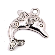 Vedhæng. Delfin. Tibetansk sølv. 32 mm